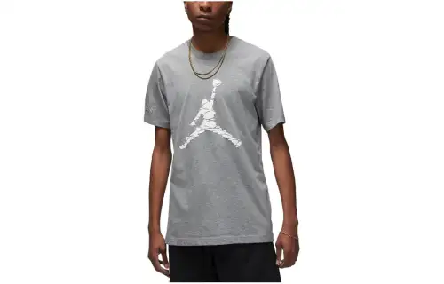 Jordan T Shirts Men's Gray Crew Neck Moderate Straight Fit