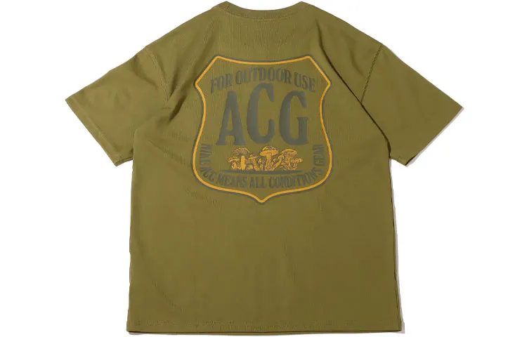 Nike ACG T-Shirts Men's Green Crew Neck Moderate Straight Fit