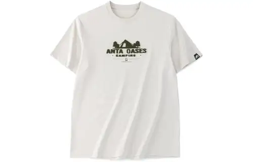 ANTA T Shirts Men's Light Khaki Crew Neck Moderate Straight Fit