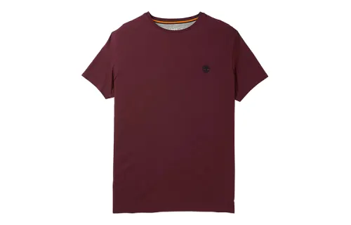Timberland T Shirts Men's Dark Red Crew Neck Moderate Straight Fit