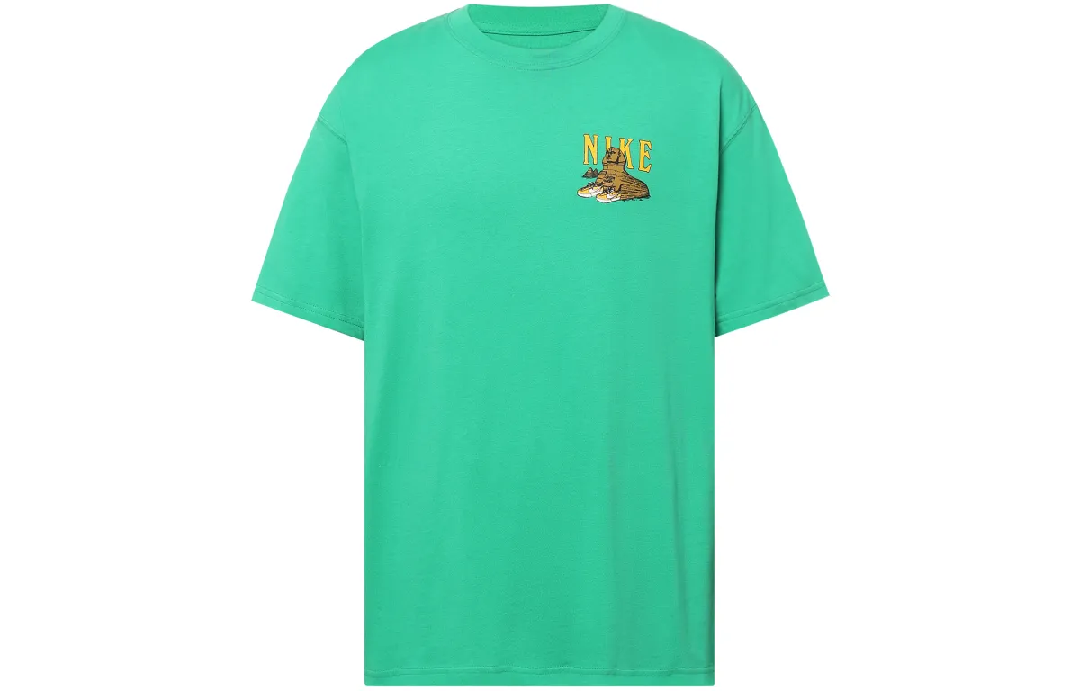 Nike T-Shirts Men's Green Crew Neck Moderate Straight Fit