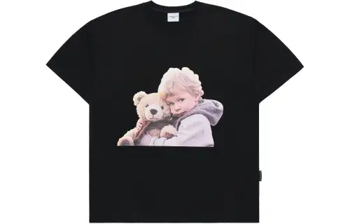 Acme De La Vie/ADLV Baby Face Bear Doll Hug Short Sleeve T Shirt Black T Shirt Unisex Black