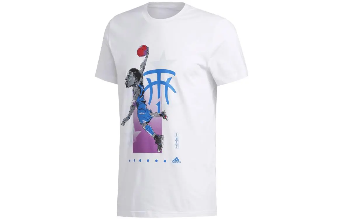 Adidas T-Shirts Men's White Crew Neck Moderate Straight Fit