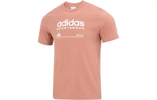 Adidas T Shirts Men's Tan Crew Neck Moderate Straight Fit