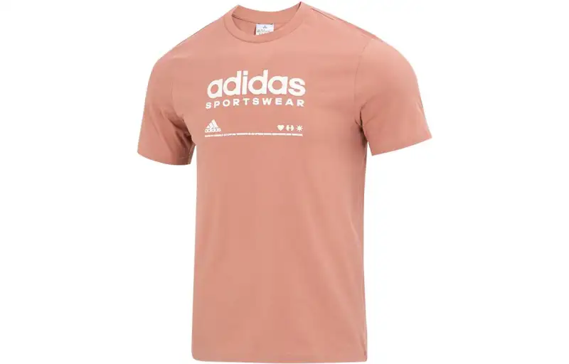Adidas T Shirts Men's Tan Crew Neck Moderate Straight Fit