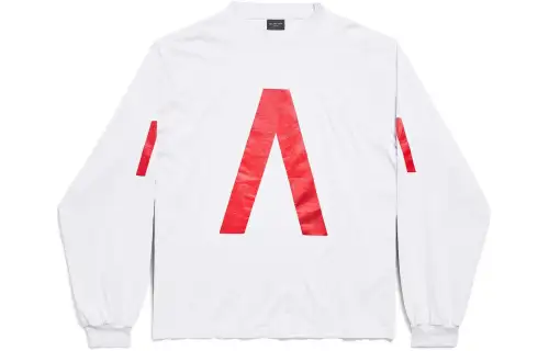 Balenciaga Archive Series Connected Long Sleeve T Shirt T Shirt Loose Fit Unisex White