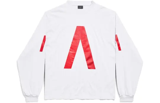 Balenciaga Archive Series Connected Long Sleeve T Shirt T Shirt, Loose Fit Unisex White