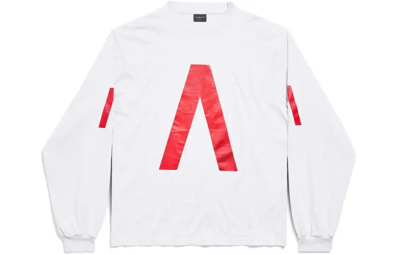 Balenciaga Archive Series Connected Long Sleeve T Shirt T Shirt Loose Fit Unisex White