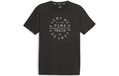 PUMA T Shirts Men's Black Crew Neck Moderate Straight Fit