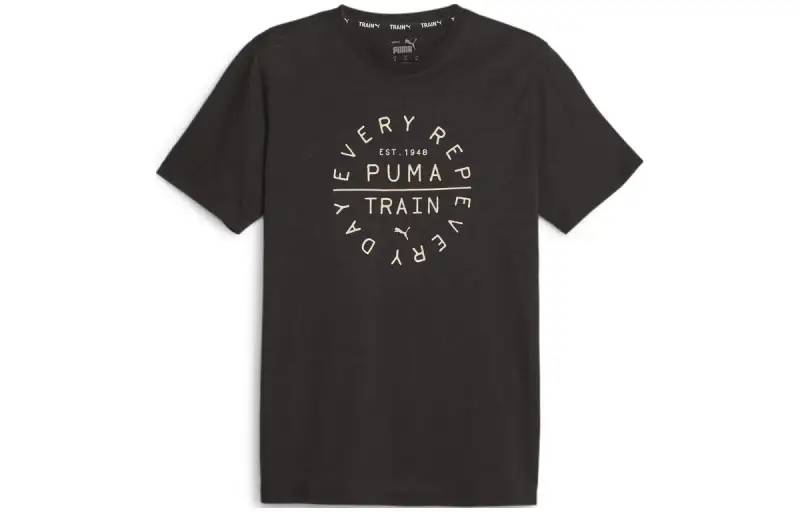 PUMA T Shirts Men's Black Crew Neck Moderate Straight Fit
