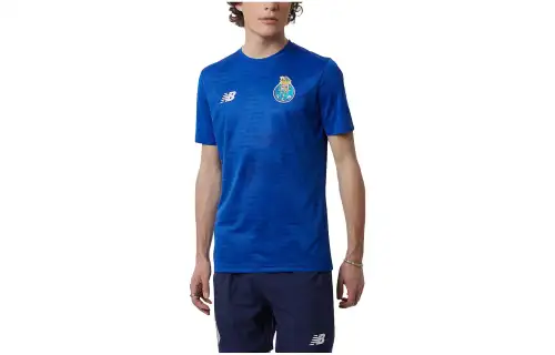 New Balance T Shirts Men's Blue Crew Neck Moderate Straight Fit