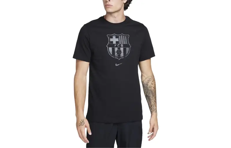 Nike T Shirts Men's Black Crew Neck Moderate Straight Fit
