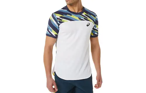 ASICS Dry Graphic Short T Shirts Unisex White Crew Neck Moderate Other