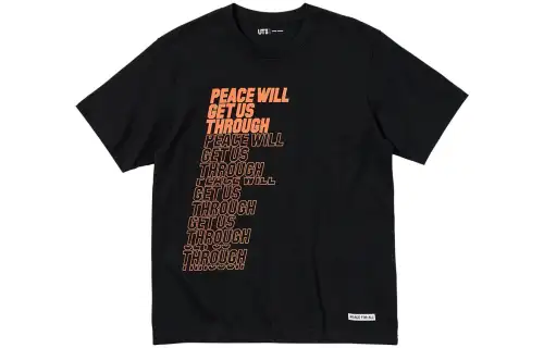 UNIQLO T Shirts Unisex Black Crew Neck Moderate Straight Fit