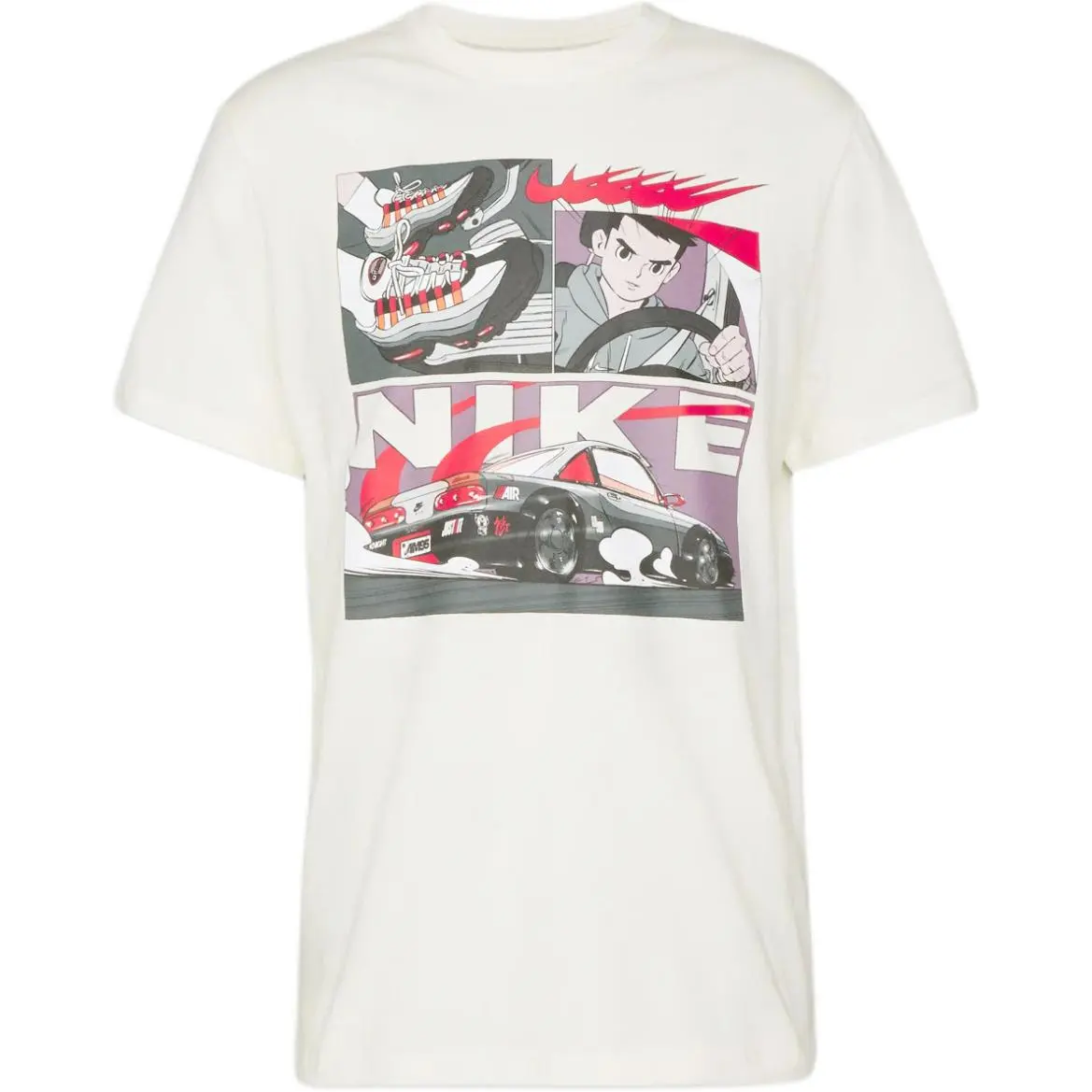 Nike T-Shirts Men's Ivory White Crew Neck Moderate