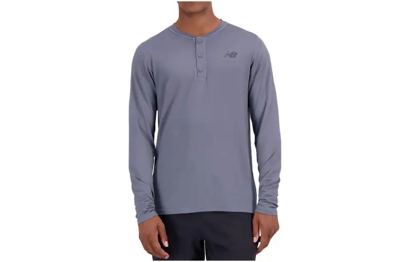 New Balance T Shirts Men's Lead Gray Crew Neck Moderate Straight Fit
