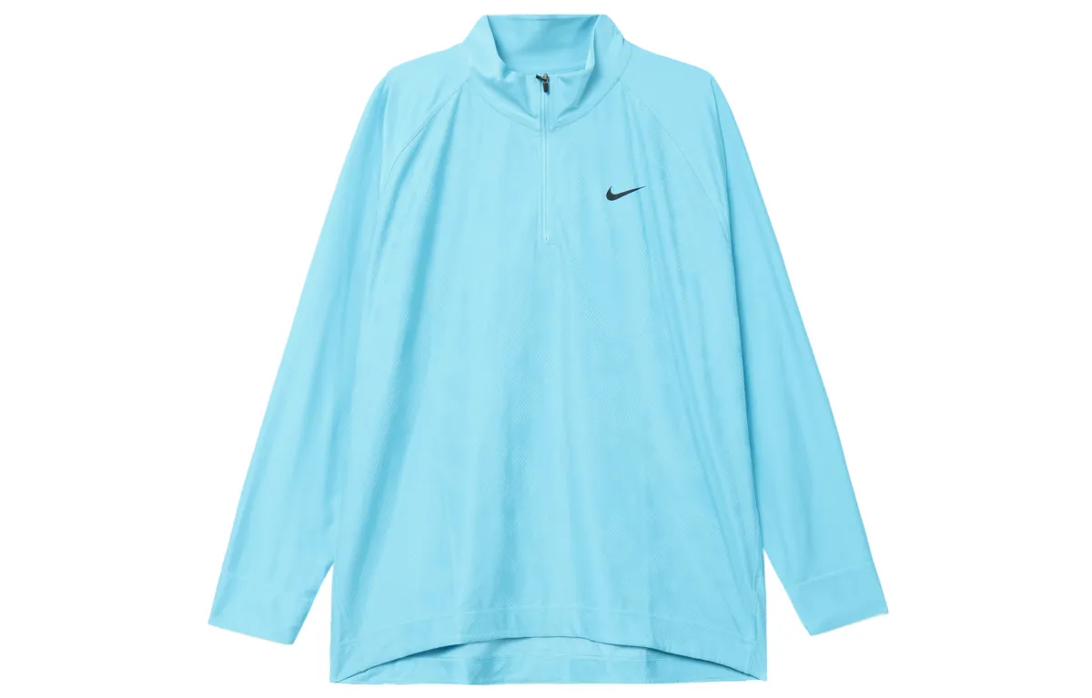Nike T-Shirts Men's Sky Blue Stand Collar Moderate Straight Fit