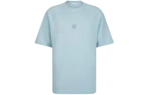 STONE ISLAND T Shirts Men's Blue Crew Neck Moderate Straight Fit