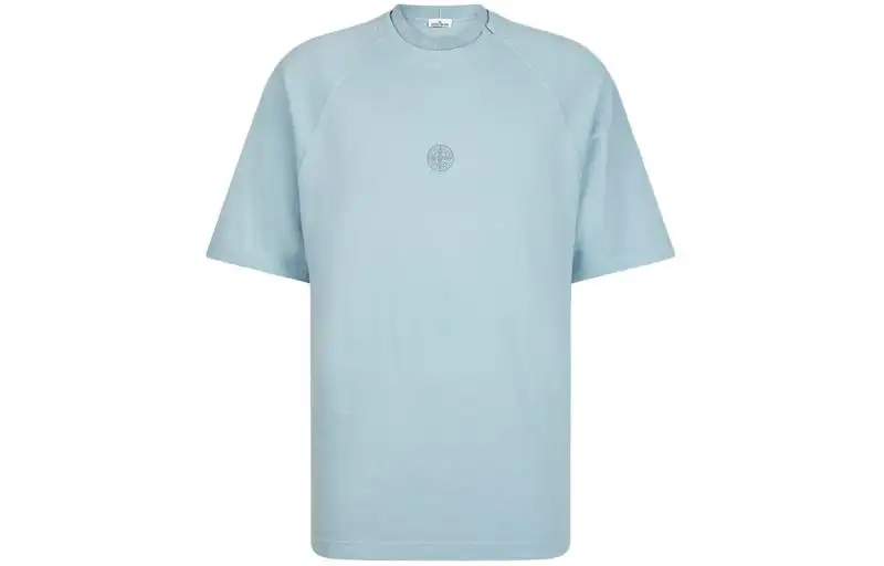 STONE ISLAND T Shirts Men's Blue Crew Neck Moderate Straight Fit