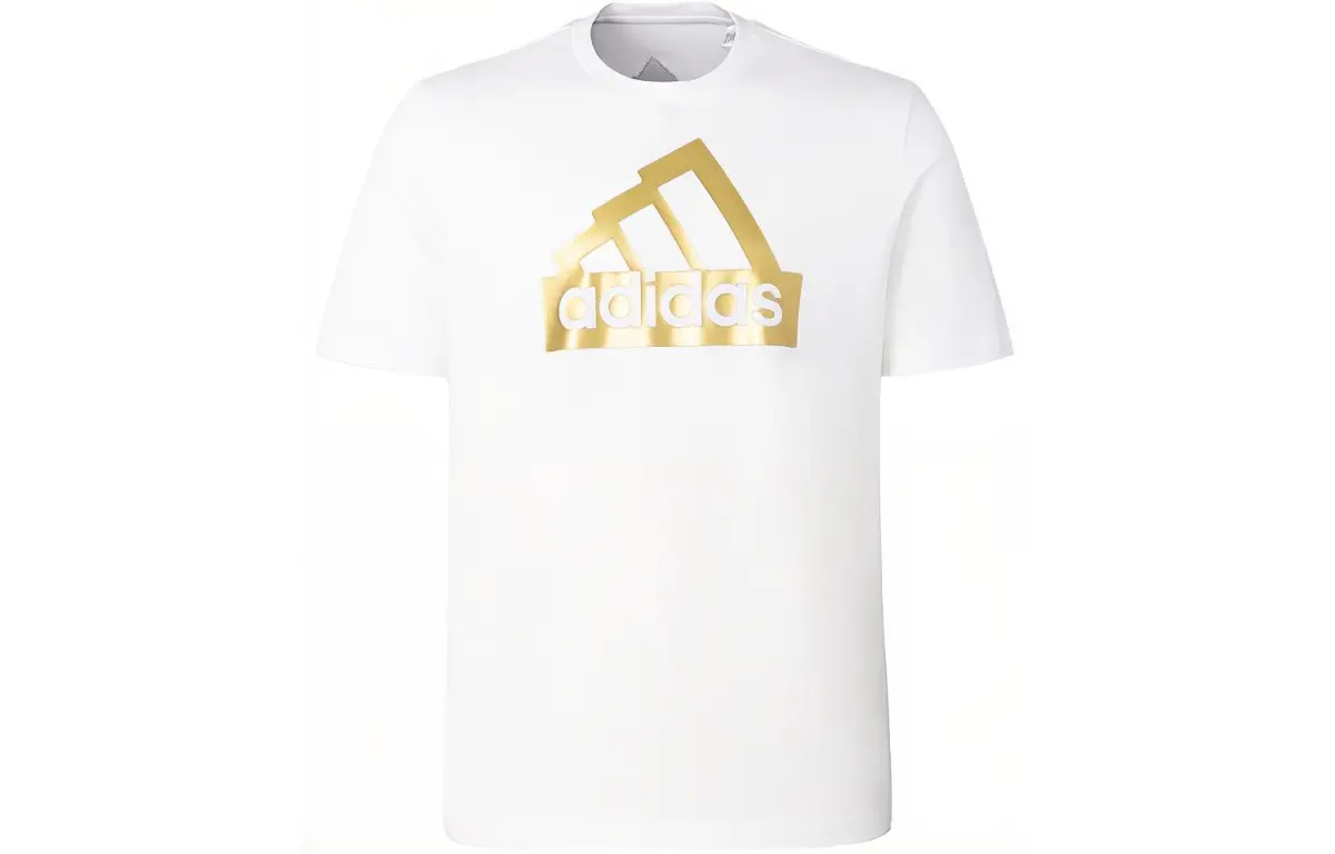 Adidas T-Shirts Men's White Crew Neck Moderate Straight Fit