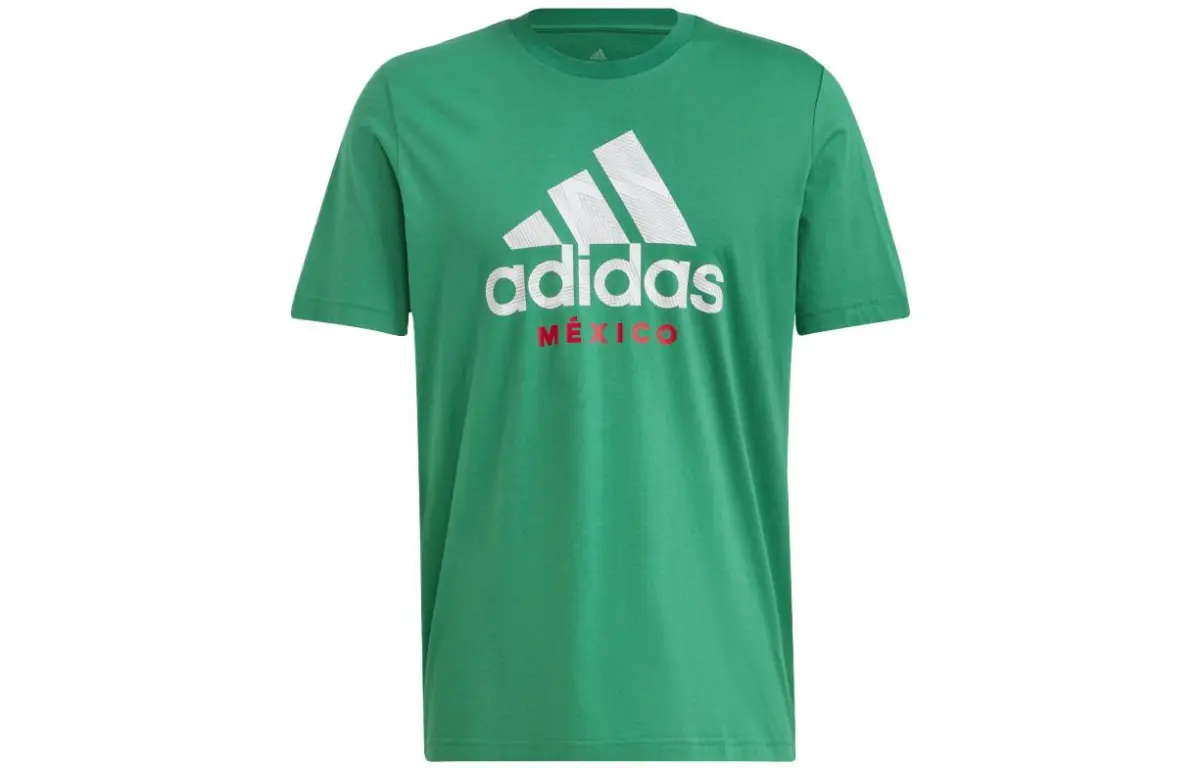 Adidas T-Shirts Men's Green Crew Neck Moderate Straight Fit