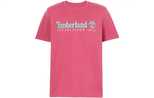 Timberland T Shirts Men's Pink Crew Neck Moderate Straight Fit