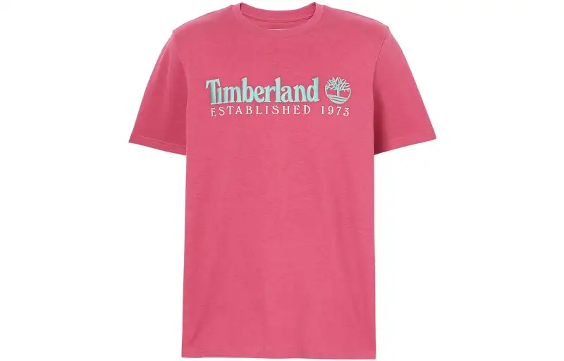 Timberland T Shirts Men's Pink Crew Neck Moderate Straight Fit