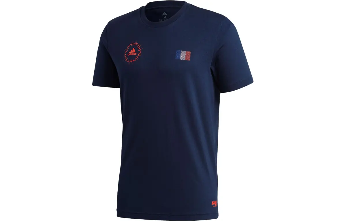 Adidas T-Shirts Men's Navy Blue Crew Neck Moderate Straight Fit