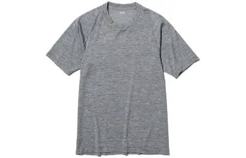 UNIQLO T Shirts Men's Gray Crew Neck Moderate Straight Fit