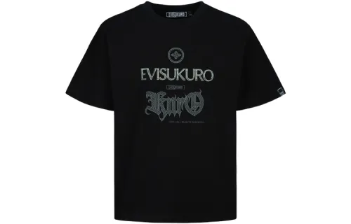 EVISU T Shirts Men's Black Crew Neck Moderate Straight Fit