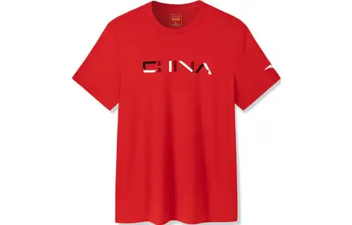 ANTA Variety Training Collection T Shirts Men's Red Crew Neck Moderate Straight Fit