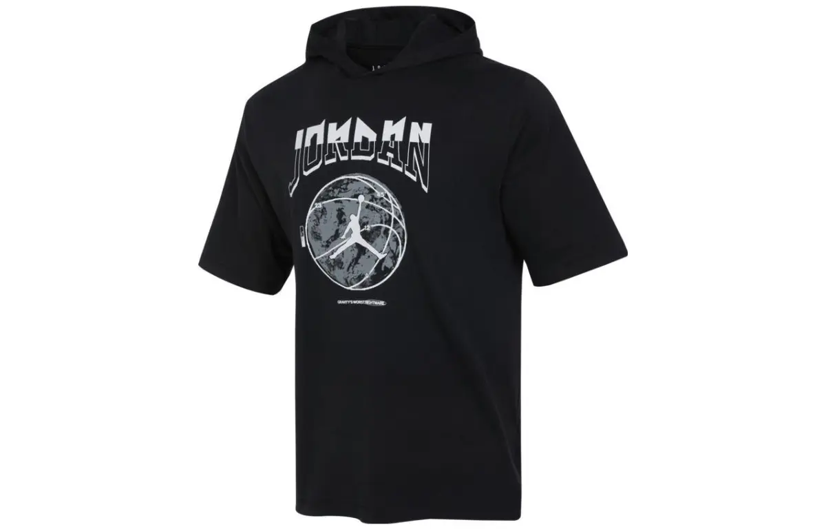 Jordan T-Shirts Men's Black Hooded (Non-detachable) Moderate Straight Fit