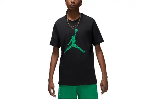Jordan T Shirts Men's Black Crew Neck Moderate Straight Fit