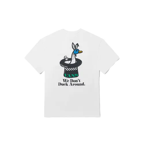 Vans T Shirts Unisex White Crew Neck Moderate Straight Fit