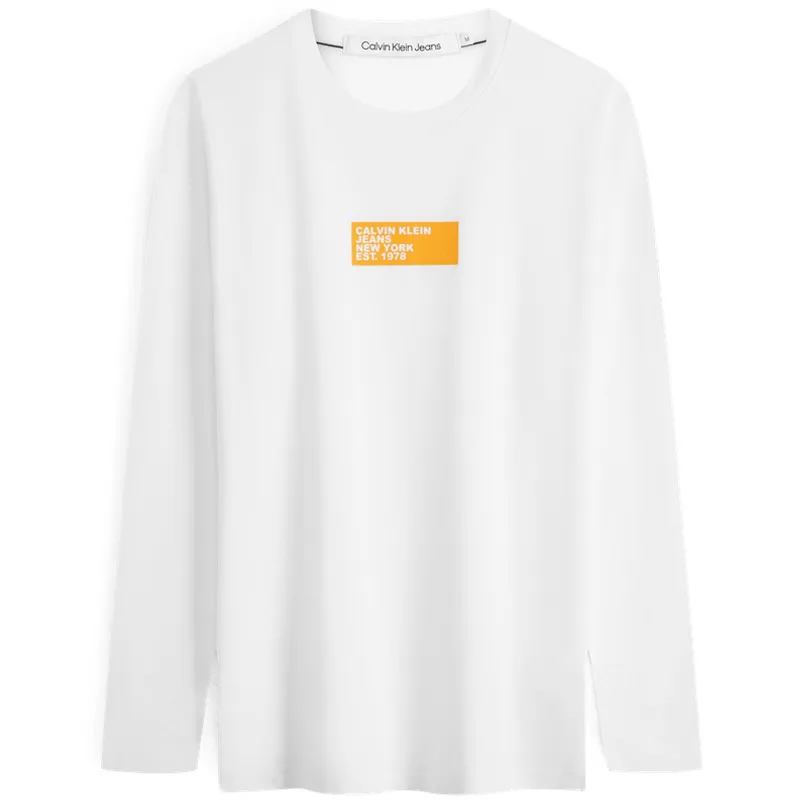 Calvin Klein T-Shirts Men's Moon White Crew Neck Moderate Straight Fit