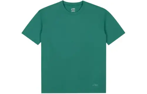 ASICS T Shirts Unisex Green Crew Neck Moderate Straight Fit