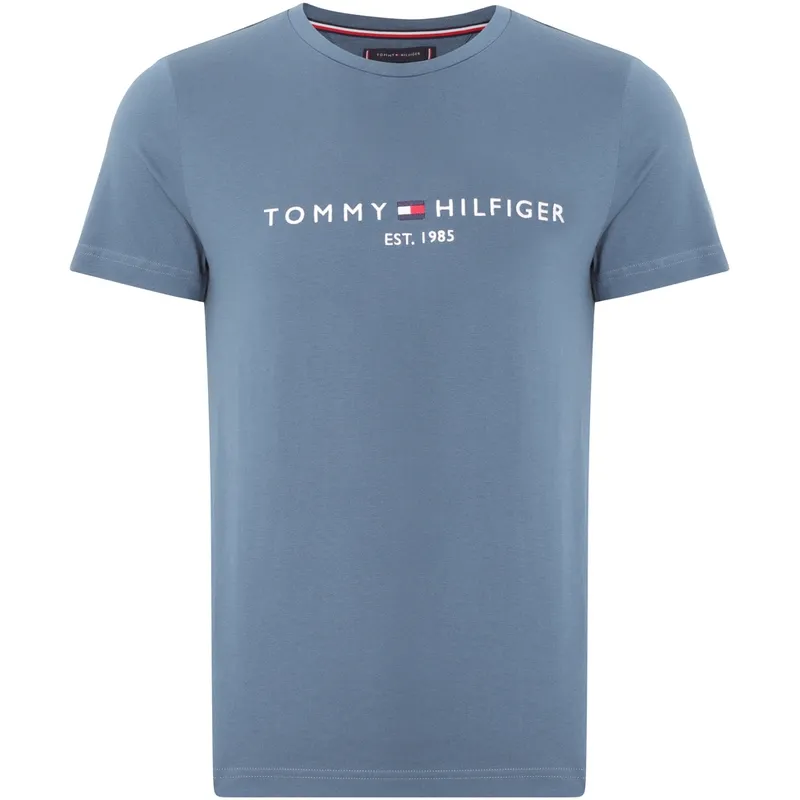 Tommy Hilfiger T Shirts Men's Haze Blue DA4 Crew Neck Moderate Straight Fit
