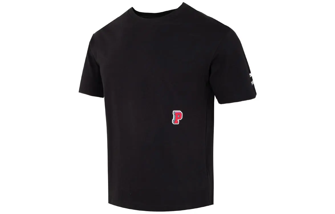 PUMA T-Shirts Unisex Black Crew Neck Moderate Straight Fit