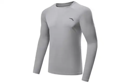 ANTA T Shirts Men's Alloy Gray Crew Neck Moderate Straight Fit
