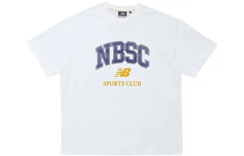 New Balance T Shirts Men's White Crew Neck Moderate Straight Fit