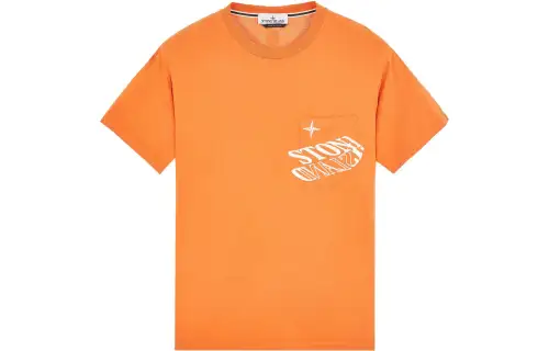 STONE ISLAND T Shirts Men's Bright Orange Crew Neck Moderate