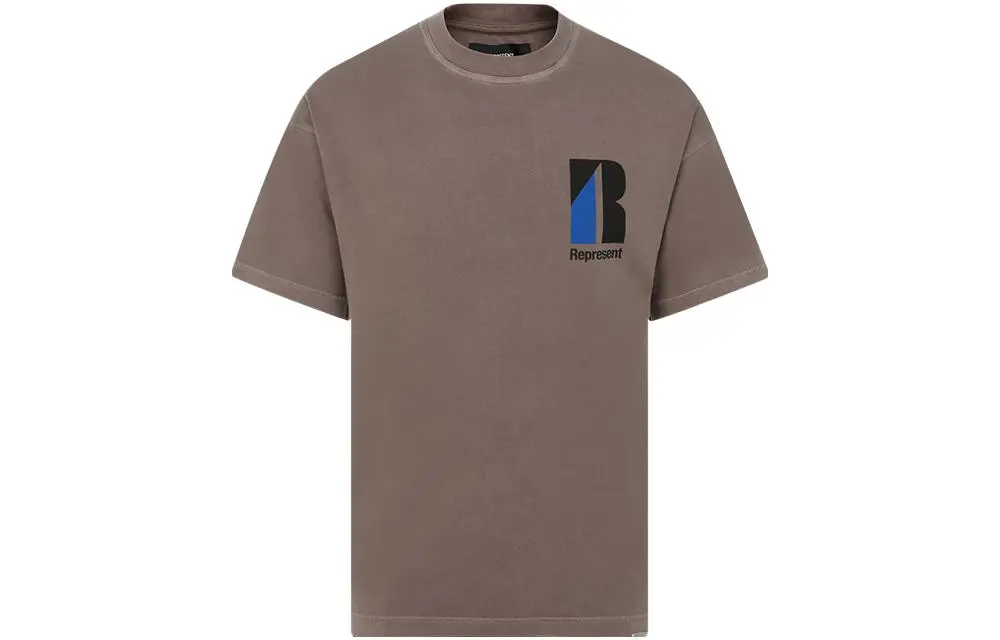 REPRESENT T Shirts Men's Light Brown Crew Neck Moderate Straight Fit