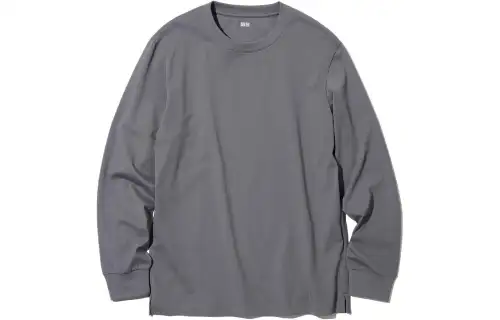 UNIQLO T Shirts Unisex Asphalt Gray Crew Neck Moderate Straight Fit
