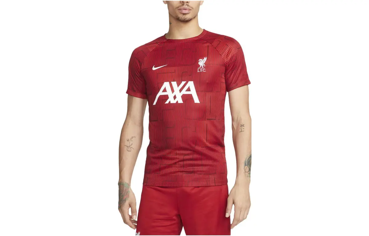 Nike T-Shirts Men's Red Crew Neck Moderate Straight Fit