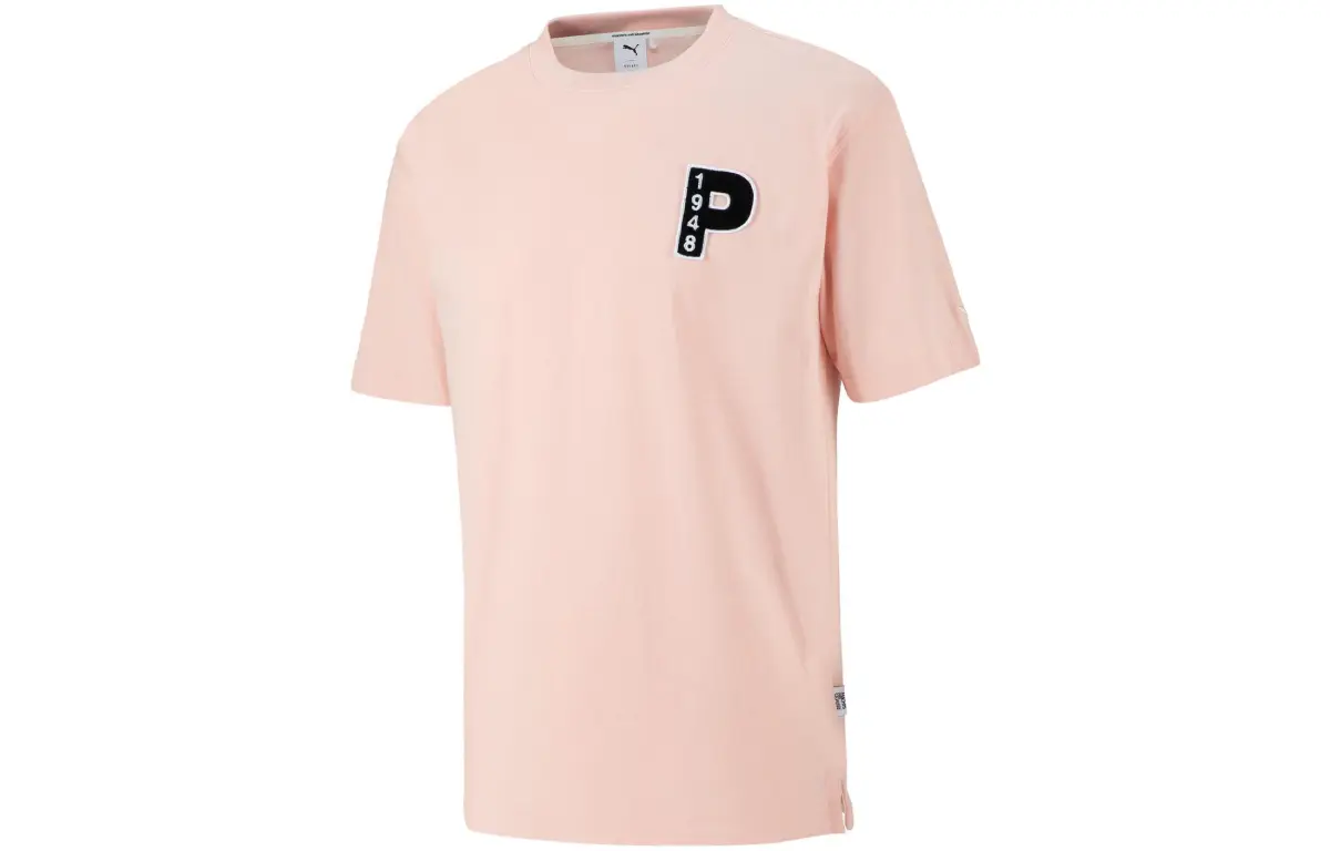 PUMA T-Shirts Unisex Light Pink Crew Neck Moderate Straight Fit