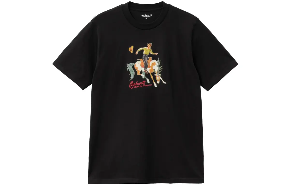 Carhartt WIP T-Shirts Men's Black Crew Neck Moderate Straight Fit