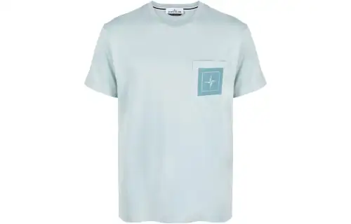 STONE ISLAND T Shirts Men's Blue Crew Neck Moderate Straight Fit