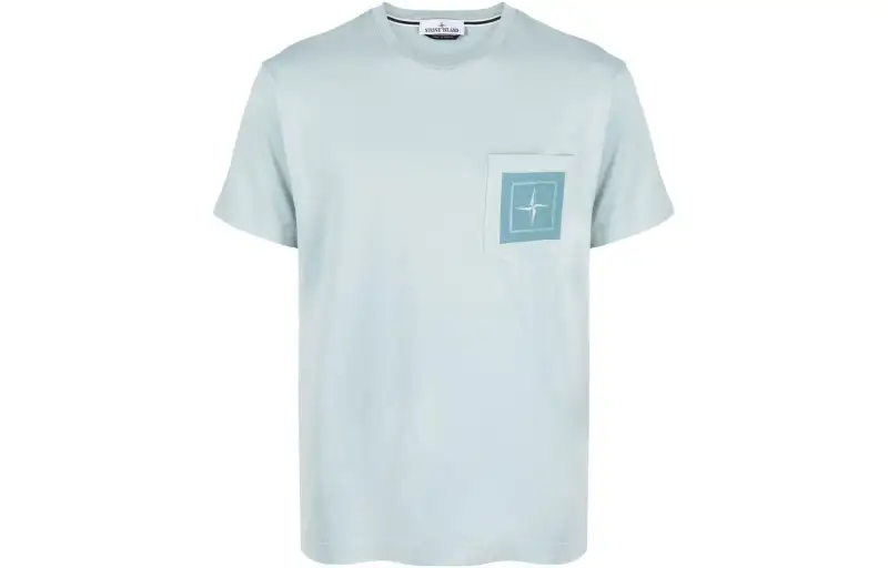 STONE ISLAND T Shirts Men's Blue Crew Neck Moderate Straight Fit
