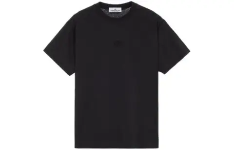 STONE ISLAND T-Shirts Men's Black Crew Neck Straight Fit