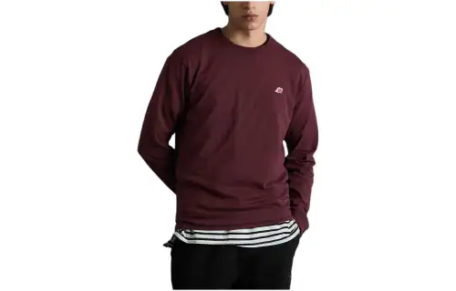 New Balance T Shirts Men's Red Crew Neck Moderate Straight Fit